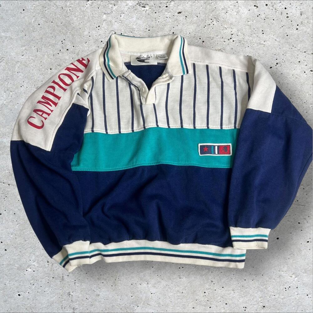 Vintage Mcgregor Sweater Blue And White Jumper Size‎ M